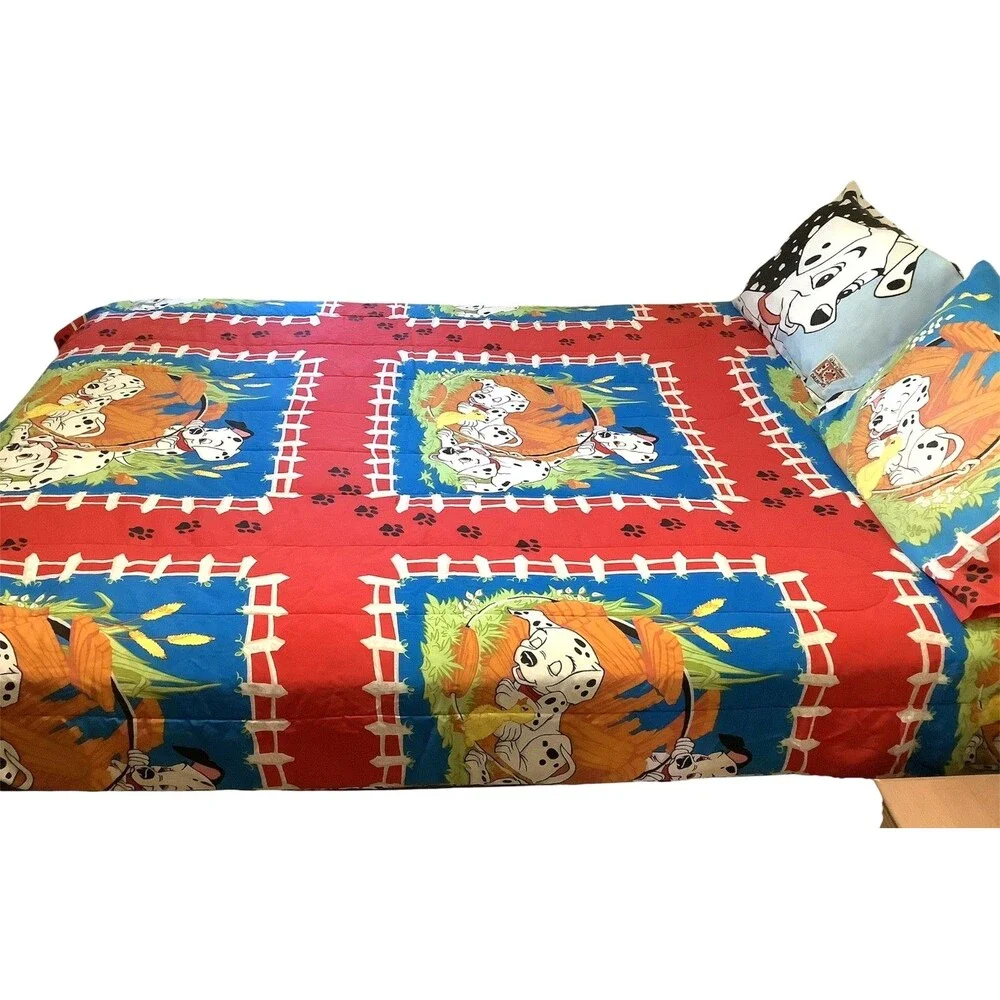 Vintage 1990's 101 DALMATIONS Disney Reversible Comforter & Shams Set Full Size